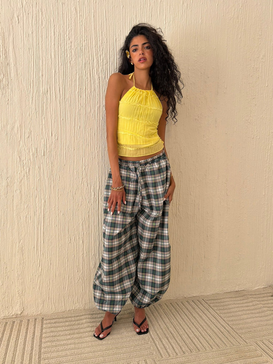 Green Checkered Balloon Pants – Mii
