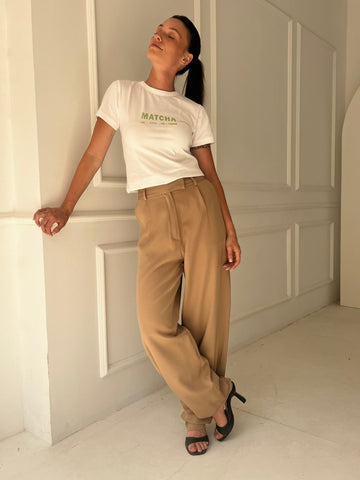 Beige Balloon Formal Pants - Mii