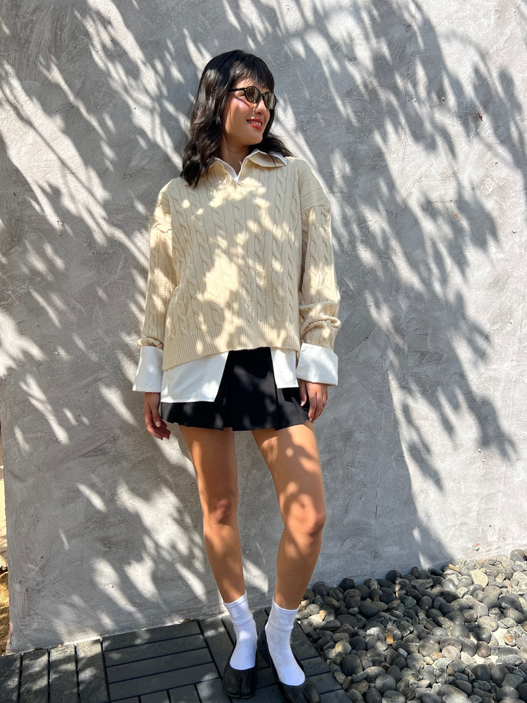 Beige Braided Pullover - Mii