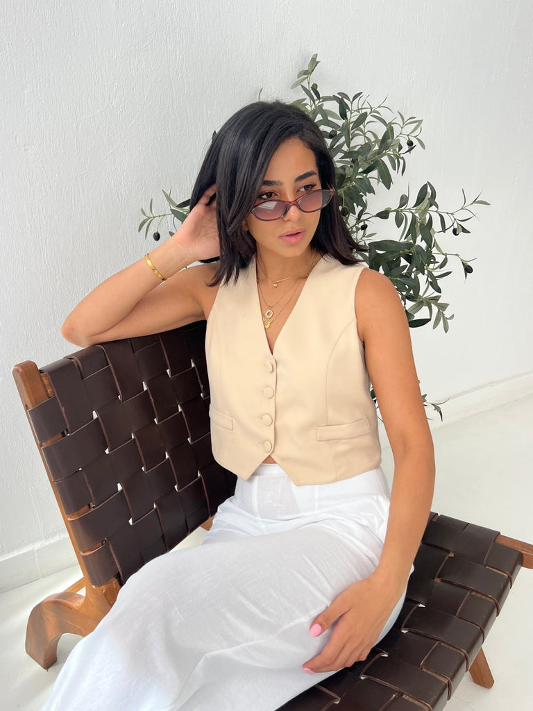 Beige Classic Waistcoat - Mii