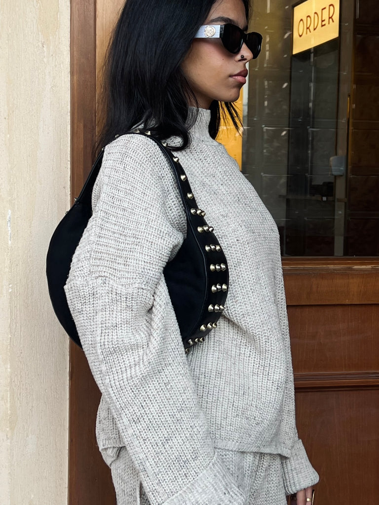 Beige Knit Tweed Threads Cargo Set - Mii