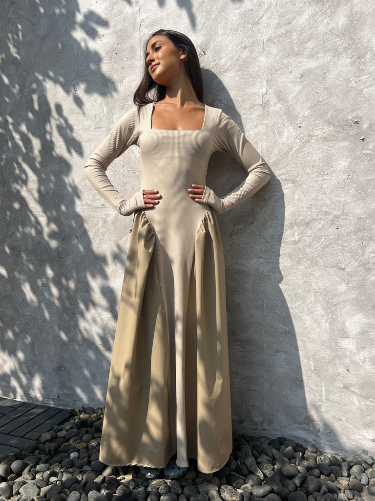 Beige Matte Leather Ballerina Dress - Mii