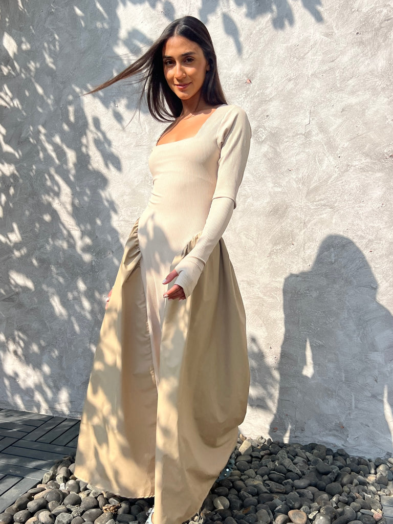 Beige Matte Leather Ballerina Dress - Mii