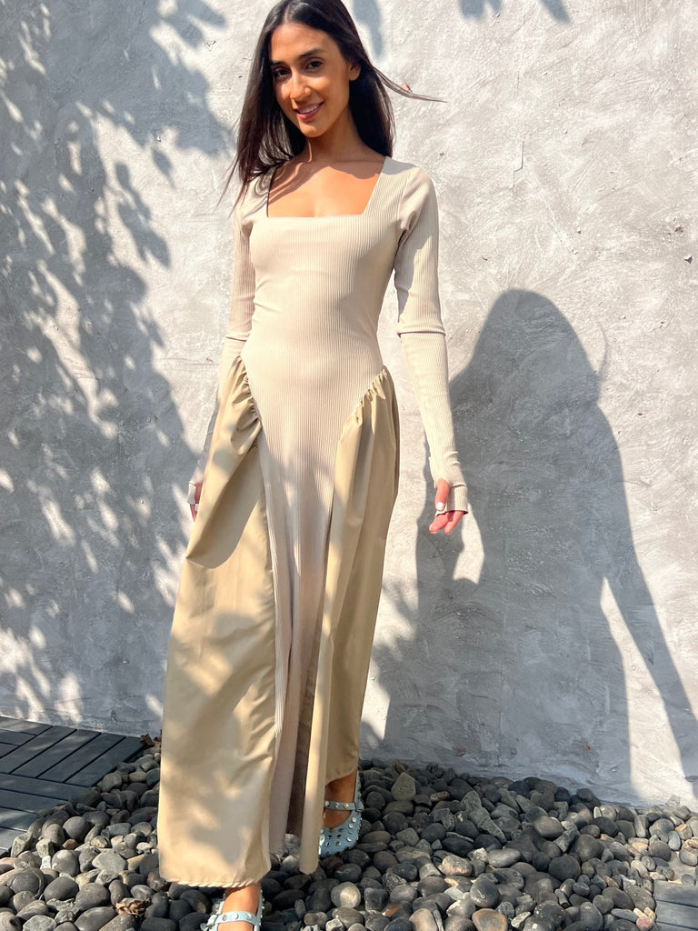 Beige Matte Leather Ballerina Dress - Mii