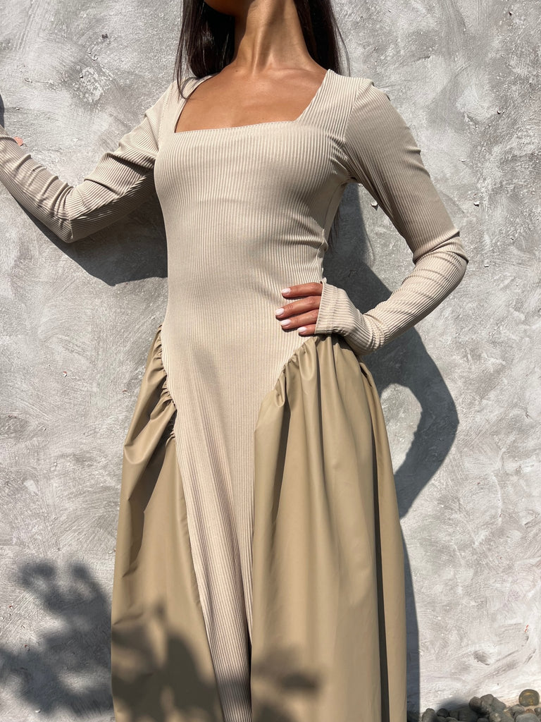 Beige Matte Leather Ballerina Dress - Mii