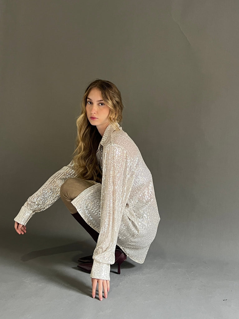 Beige Sequin Shirt - Mii
