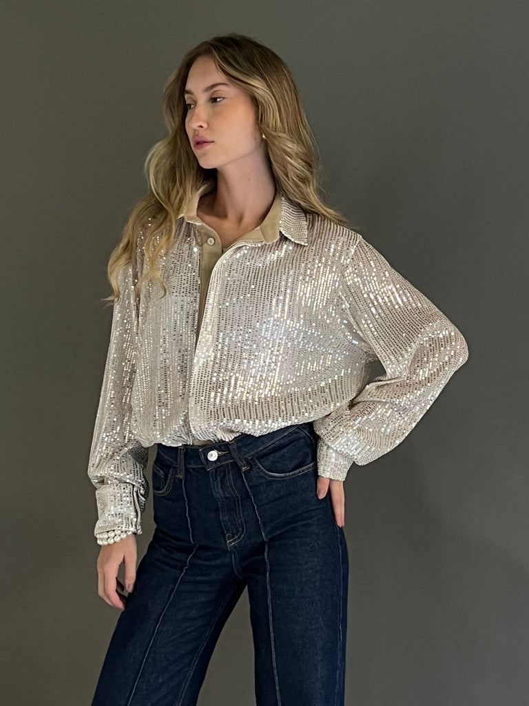 Beige Sequin Shirt - Mii