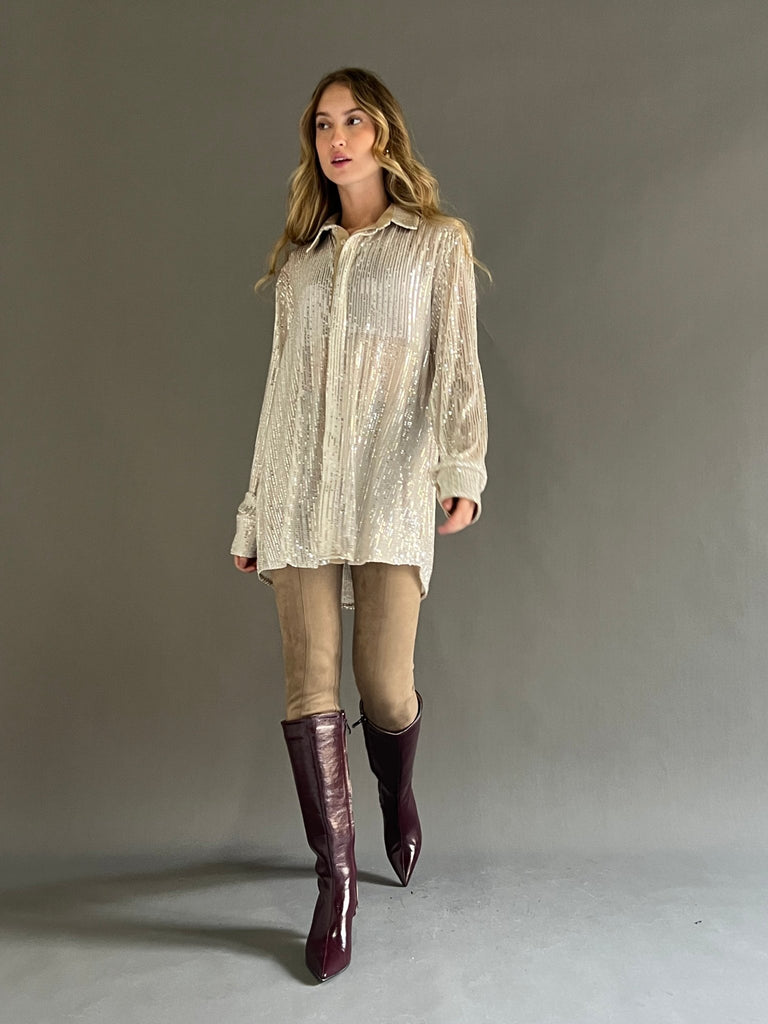 Beige Sequin Shirt - Mii
