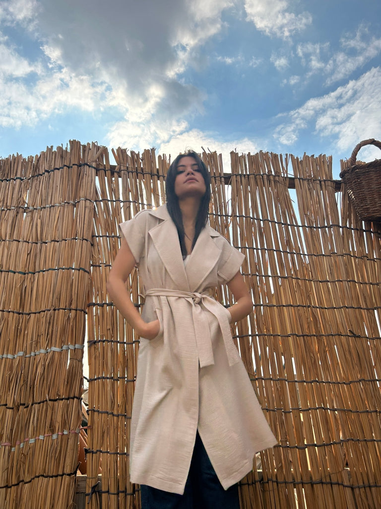 Beige Sleeveless Trench - Mii