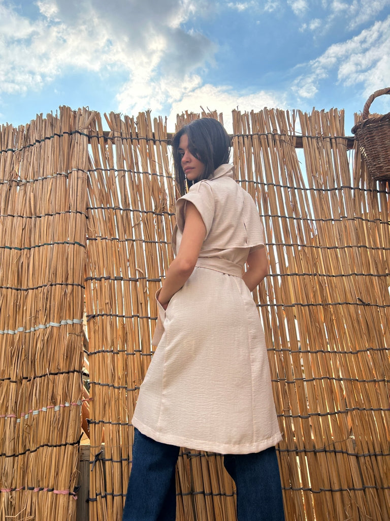 Beige Sleeveless Trench - Mii