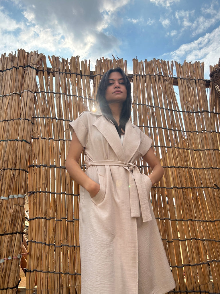 Beige Sleeveless Trench - Mii