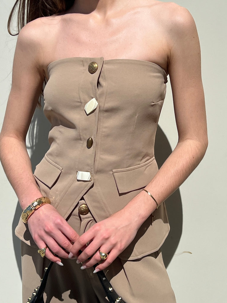 Beige Strapless Vest - Mii