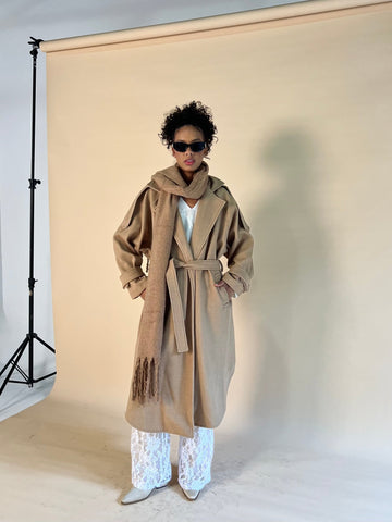 Beige Wool Trench Coat - Mii