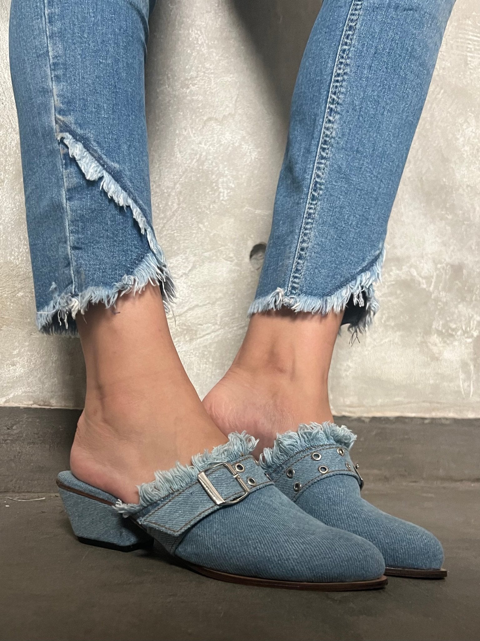 Denim mules heels hotsell