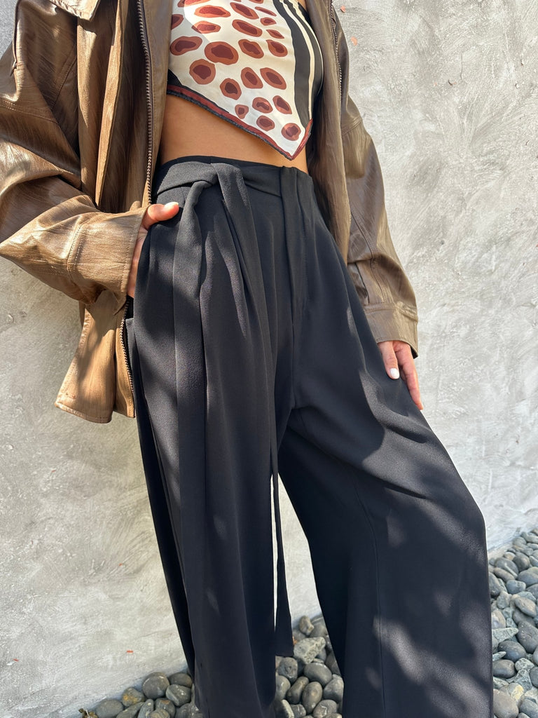 Black Belted Formal Pants - Mii