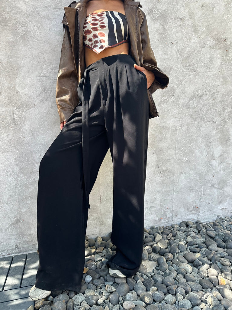 Black Belted Formal Pants - Mii