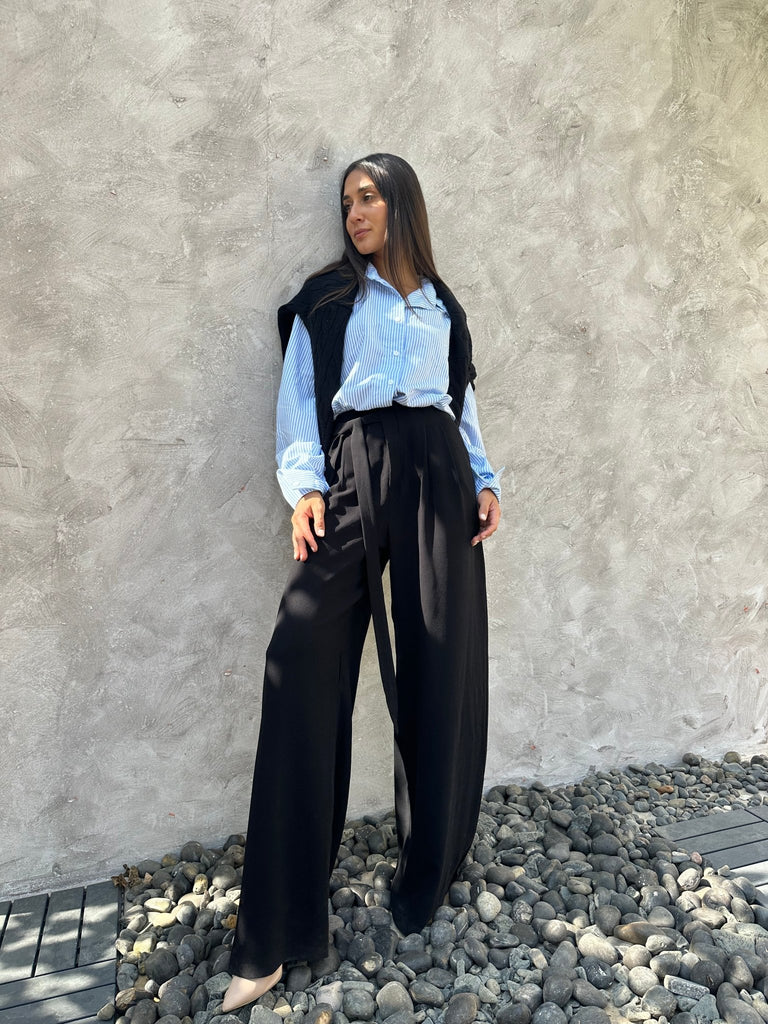 Black Belted Formal Pants - Mii