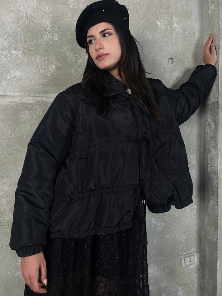 Black Bow Quilted Jacket - Mii