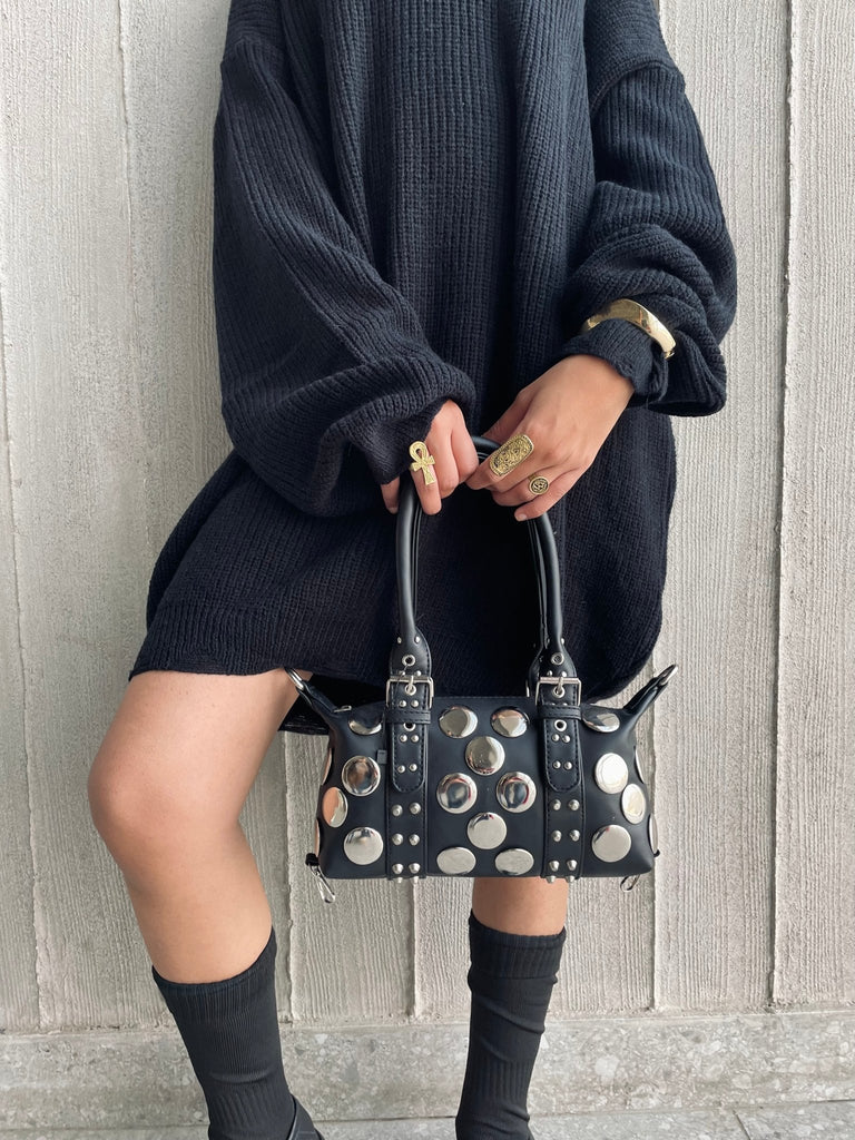 Black Frenchy Ripped Knit Sweater Dress - Mii