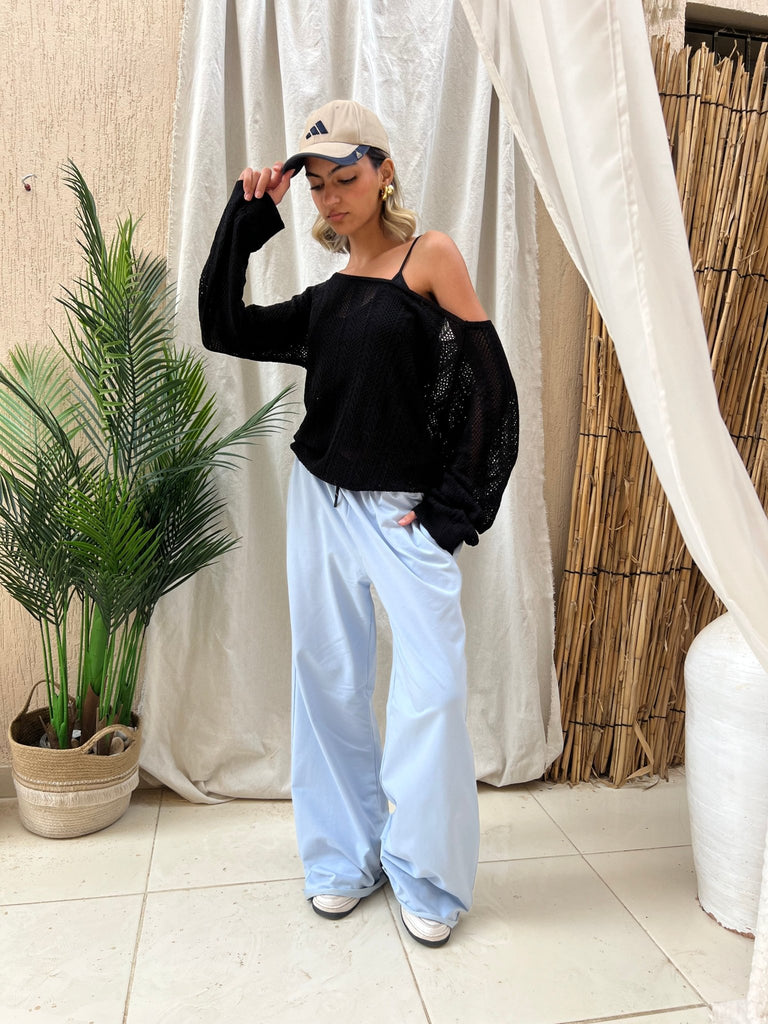 Black Hollow Out Blouse - Mii