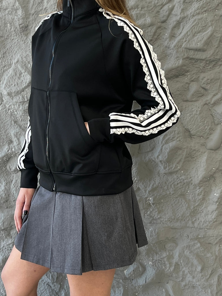 Black Lace Stripes Jacket - Mii