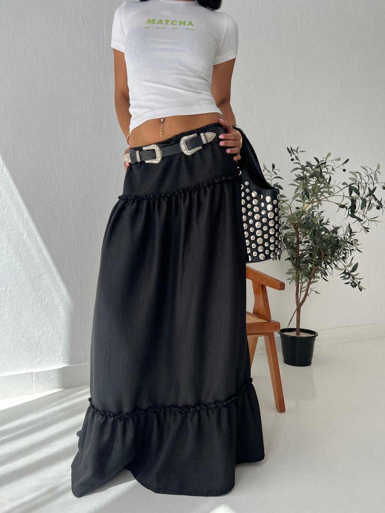 Black Layered Boho Skirt - Mii