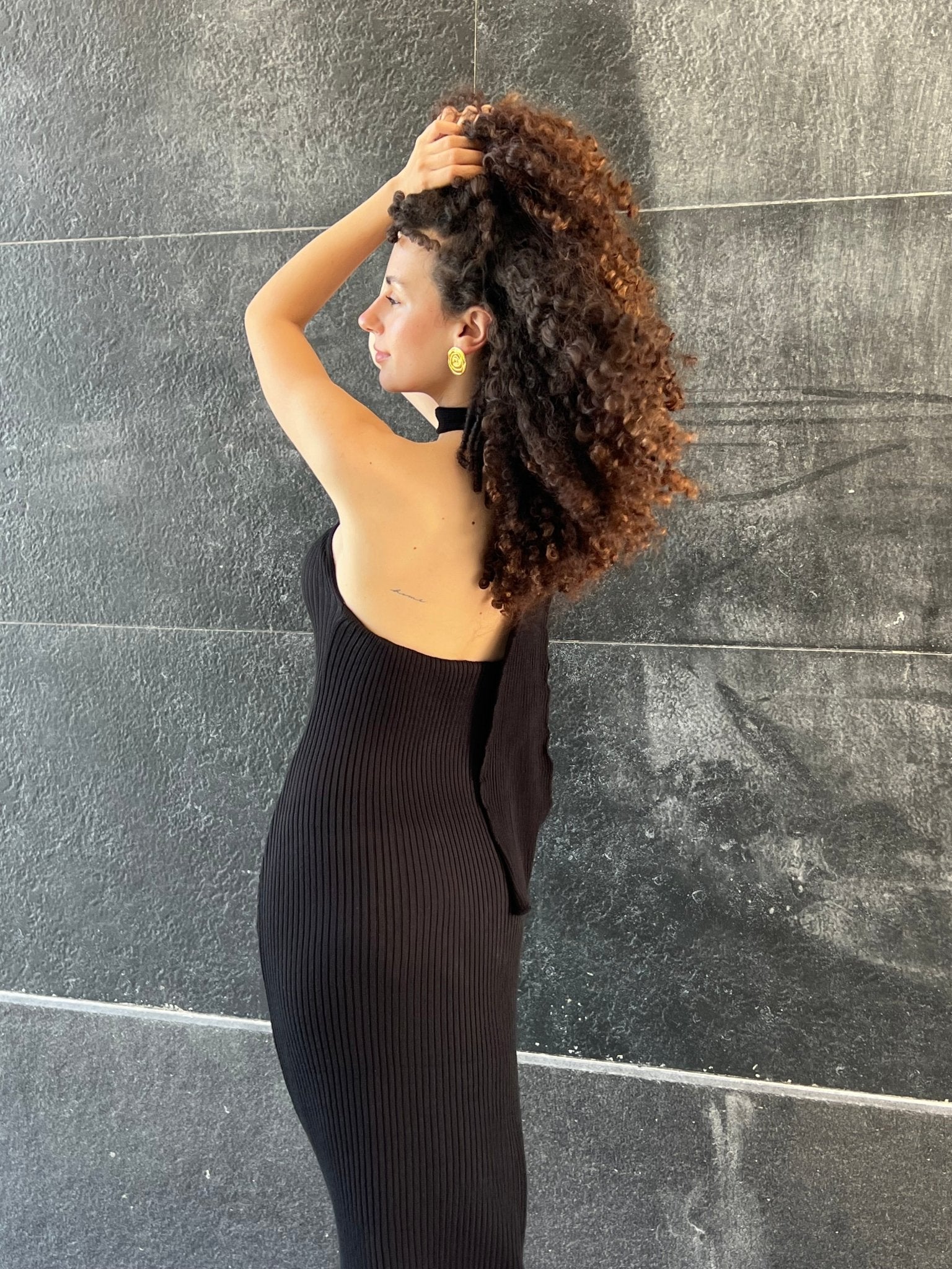 navy blue dress for baby girl High Neck Halter Backless Maxi Bridesmaid Dress In Cabernet main image 1