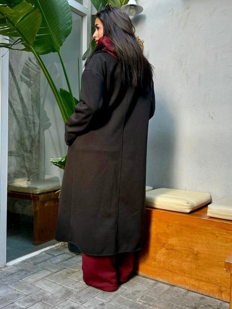 Black Maxi Wool Coat - Mii