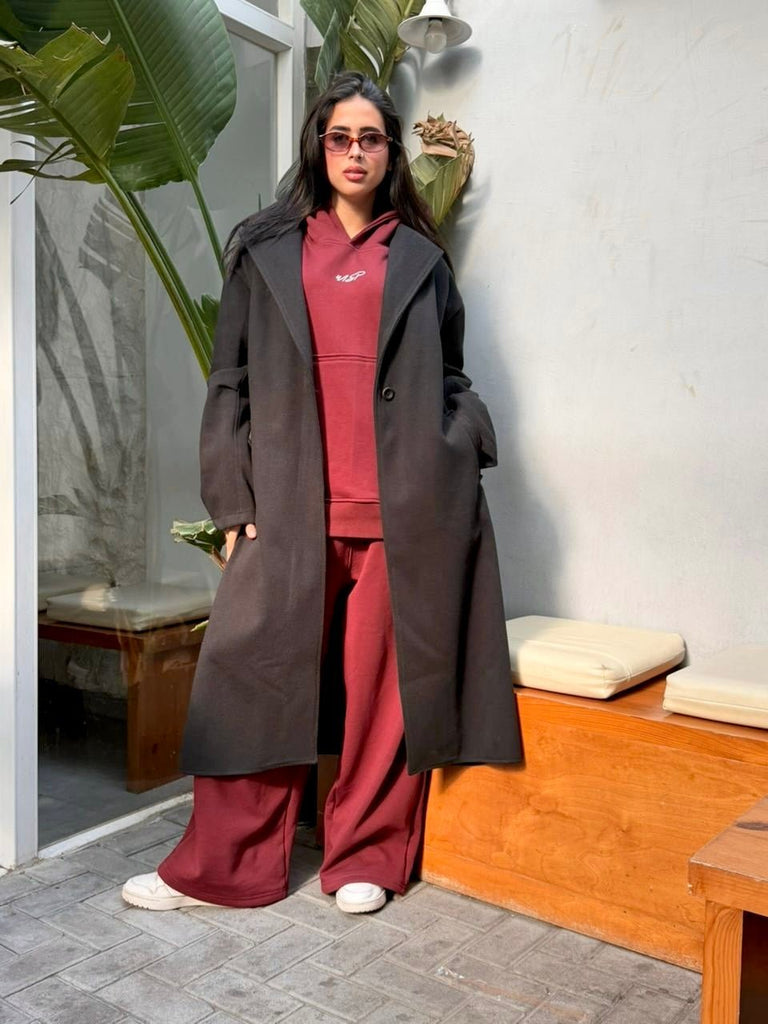 Black Maxi Wool Coat - Mii