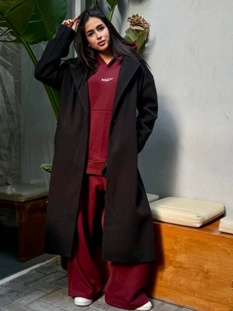 Black Maxi Wool Coat - Mii