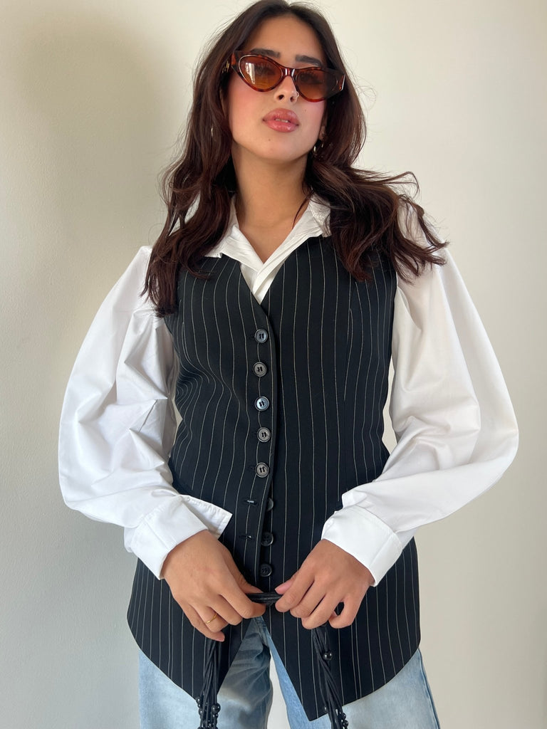 Black Pinstripe Vest - Mii