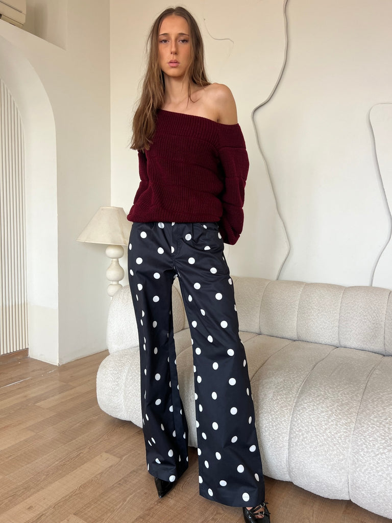 Black Polka Dot Pants - Mii