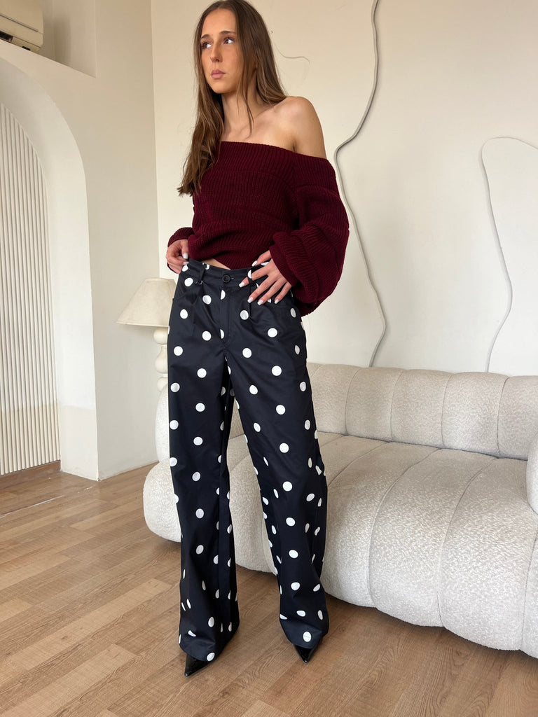 Black Polka Dot Pants - Mii