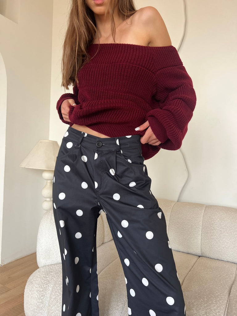 Black Polka Dot Pants - Mii
