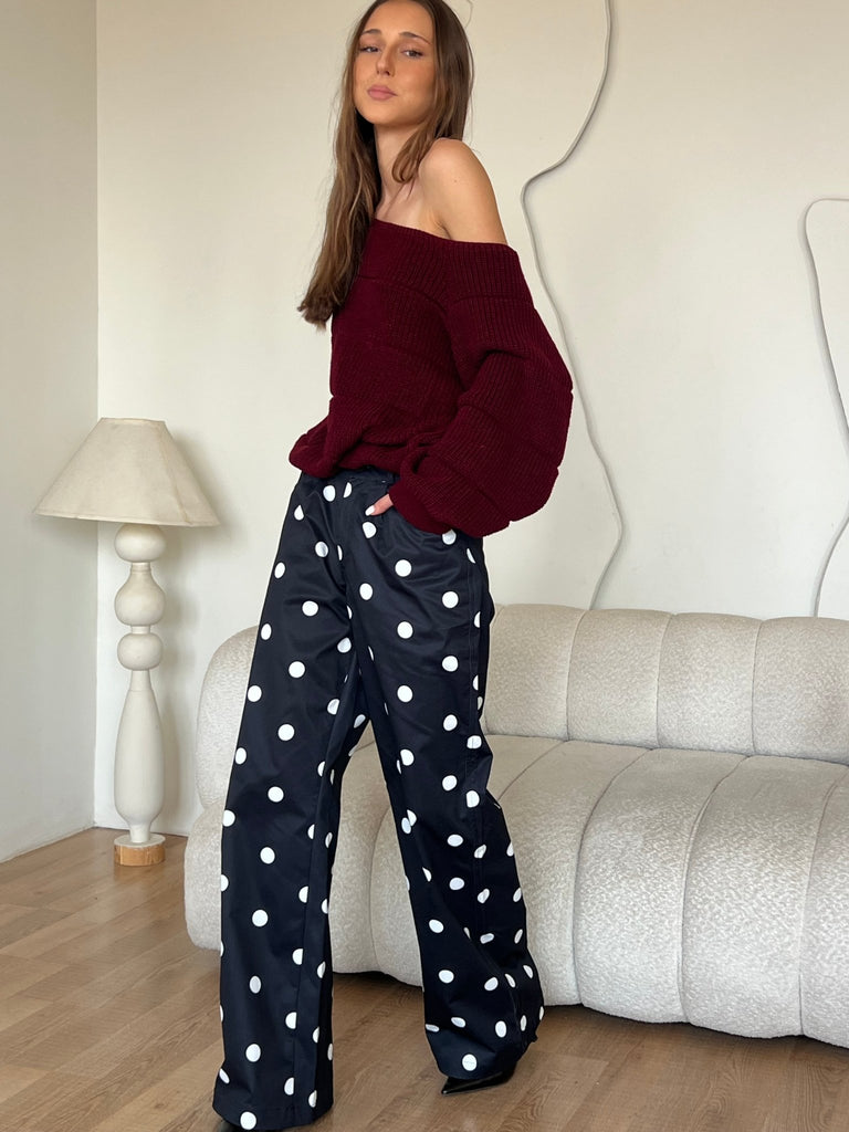 Black Polka Dot Pants - Mii