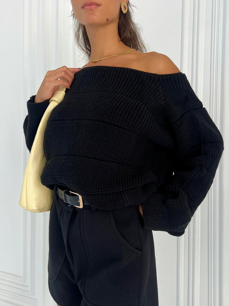 Black Pumped Pullover - Mii