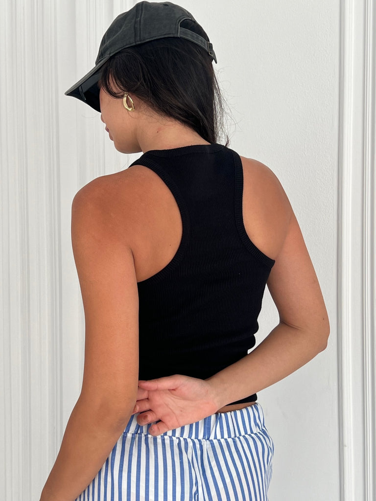 Black Racer Ribbed Top - Mii