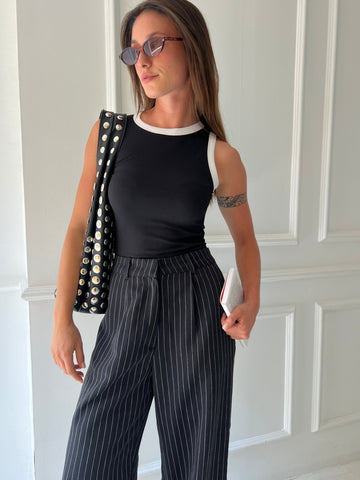 Black Ribbed Sleeveless top - Mii