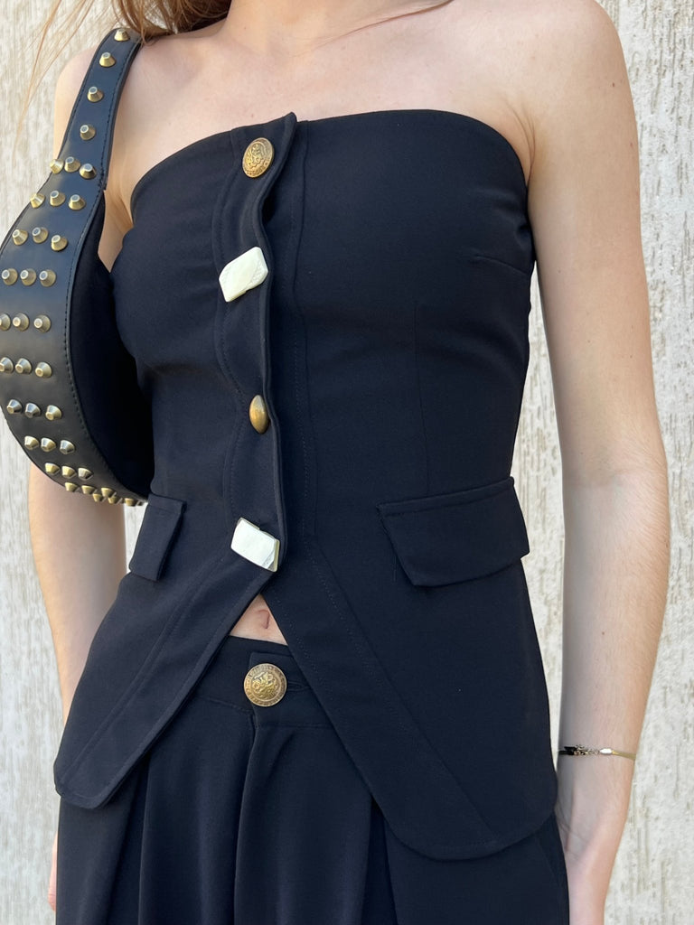 Black Strapless Vest - Mii