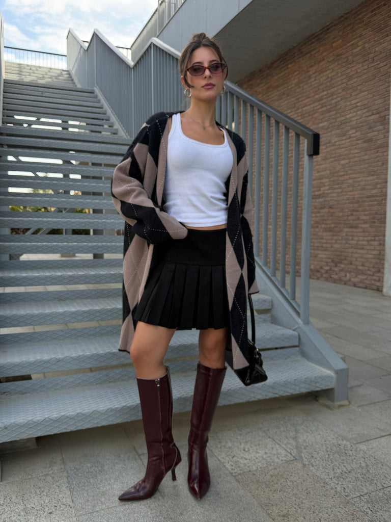 Black Suede Tennis Skirt - Mii