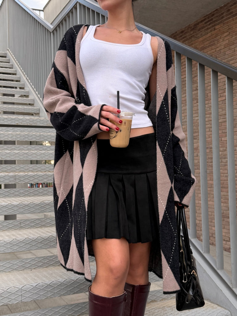 Black Suede Tennis Skirt - Mii