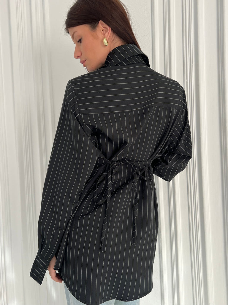 Black Tie Pinstripe Shirt - Mii