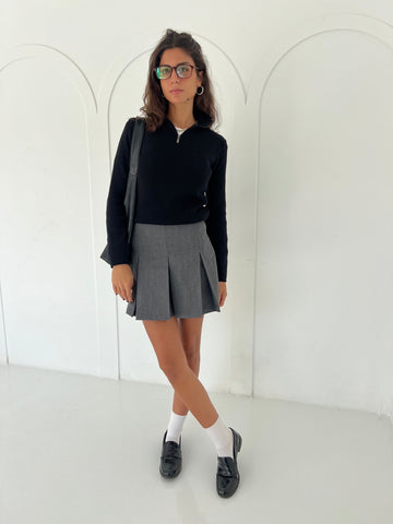 Black Zip Up Basic Top - Mii