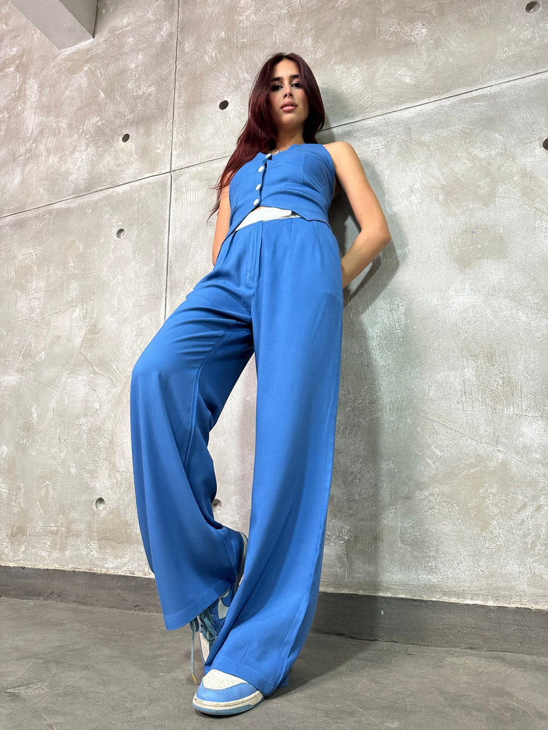 Blue White Waist Pants - Mii