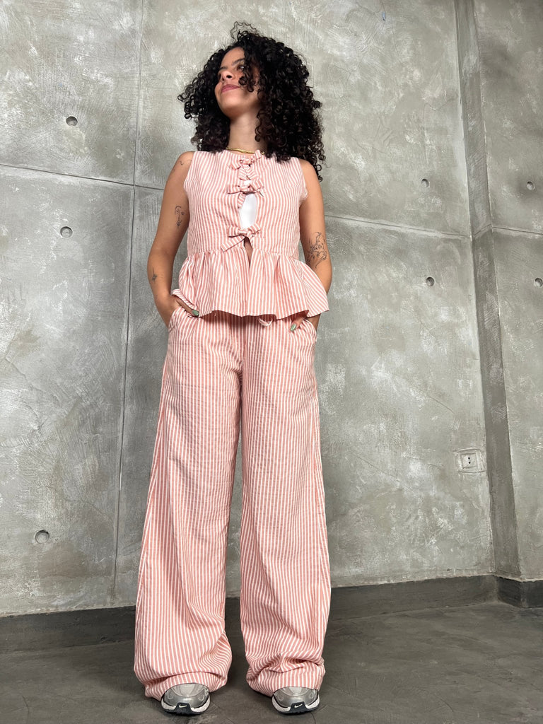 Brick Frenchy Striped Sleeveless Top - Mii