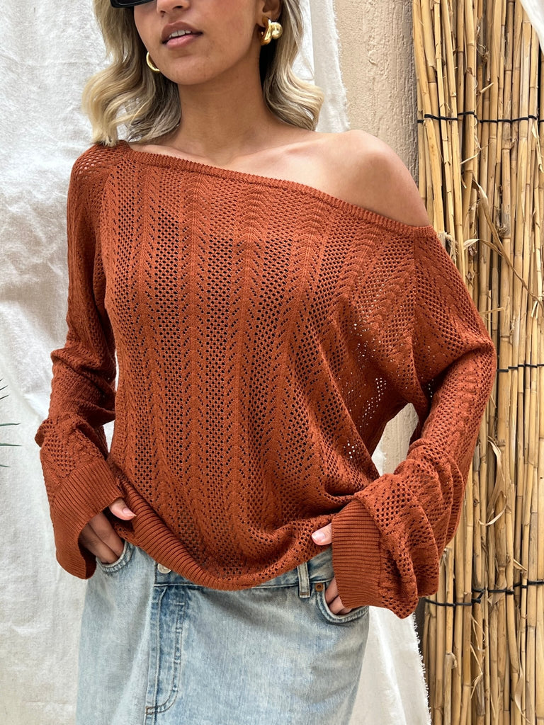 Brick Hollow Out Blouse - Mii