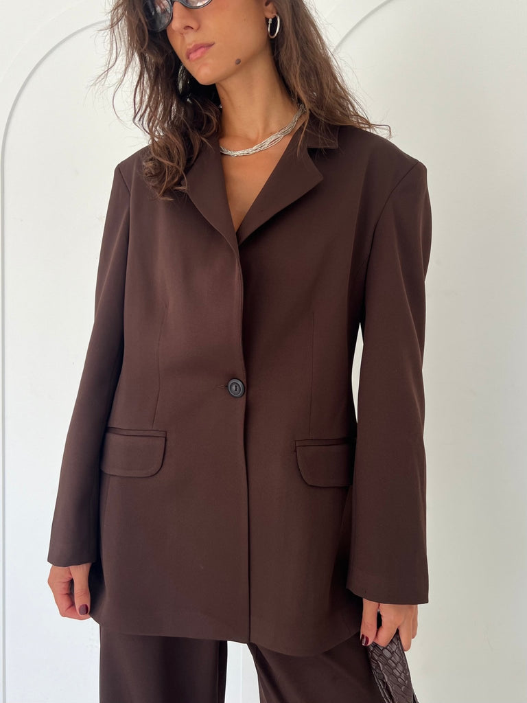 Brown Classic Cut Blazer - Mii