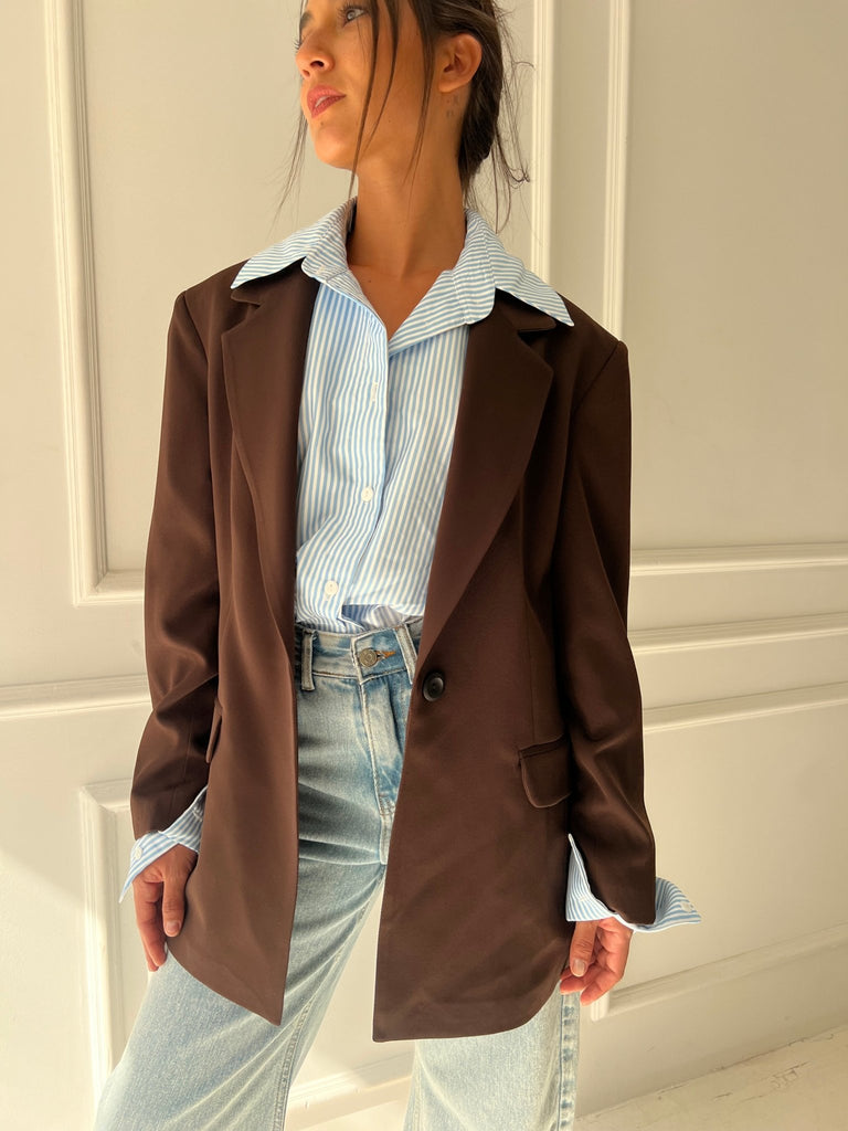 Brown Classic Cut Blazer - Mii
