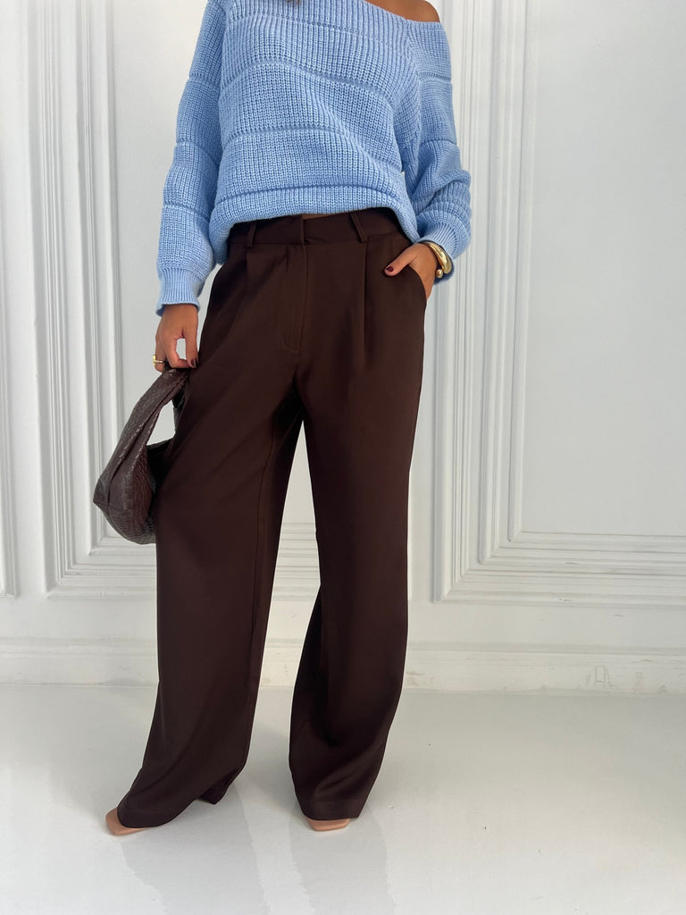 Brown Classic Cut Formal Pants - Mii