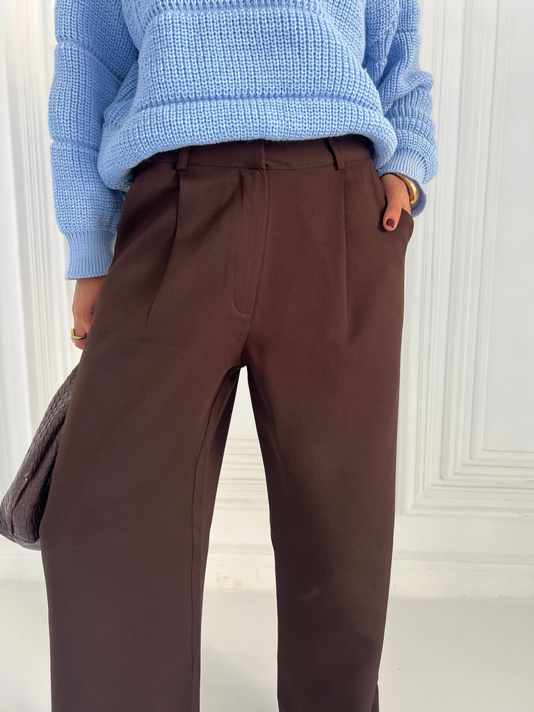 Brown Classic Cut Formal Pants - Mii